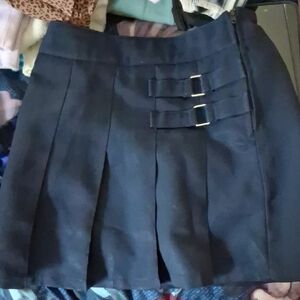 French Toast Black Skirt with Button Detail